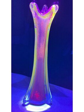 Vintage UV Extra Large Organic Red Blue Glass Sommerso Vase Italian 1970s
